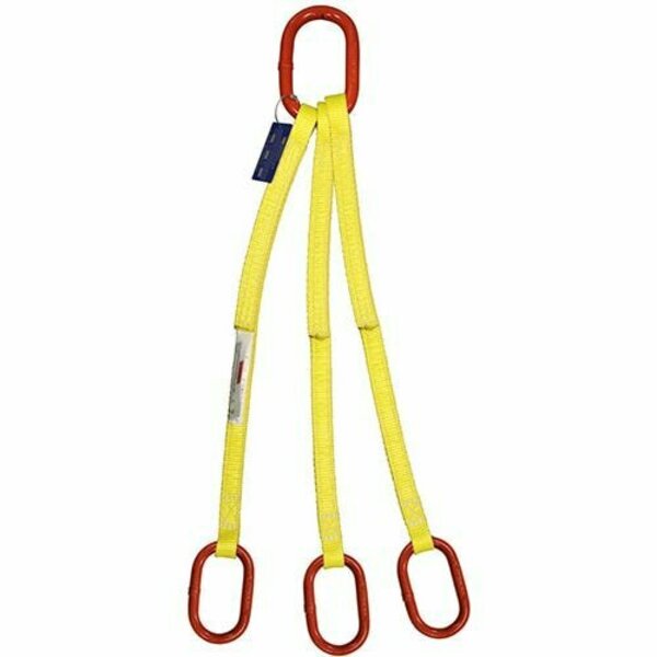 Hsi Three Leg Nylon Slng, Two Ply, 2 in Web Width, 6ft L, Oblong Master Link to Oblong, 18,000lb TOO-EE2-802-06